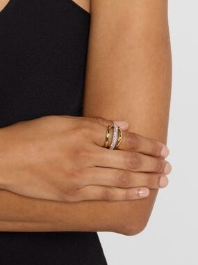 NEW ALEXIS BITTAR Solanales Crystal Orbiting Ring Size 7 Gold Clear Crystal MY10